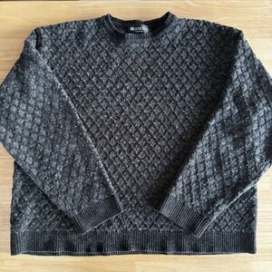 Brandini le Collezioni Mens XL Black And Dark Gray Patterned Long Sleeve Sweater